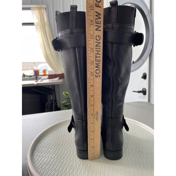 Naturalizer Jeana Riding Boots Size 6 Wide Calf Round Toe Black Leather Western - Picture 6 of 9